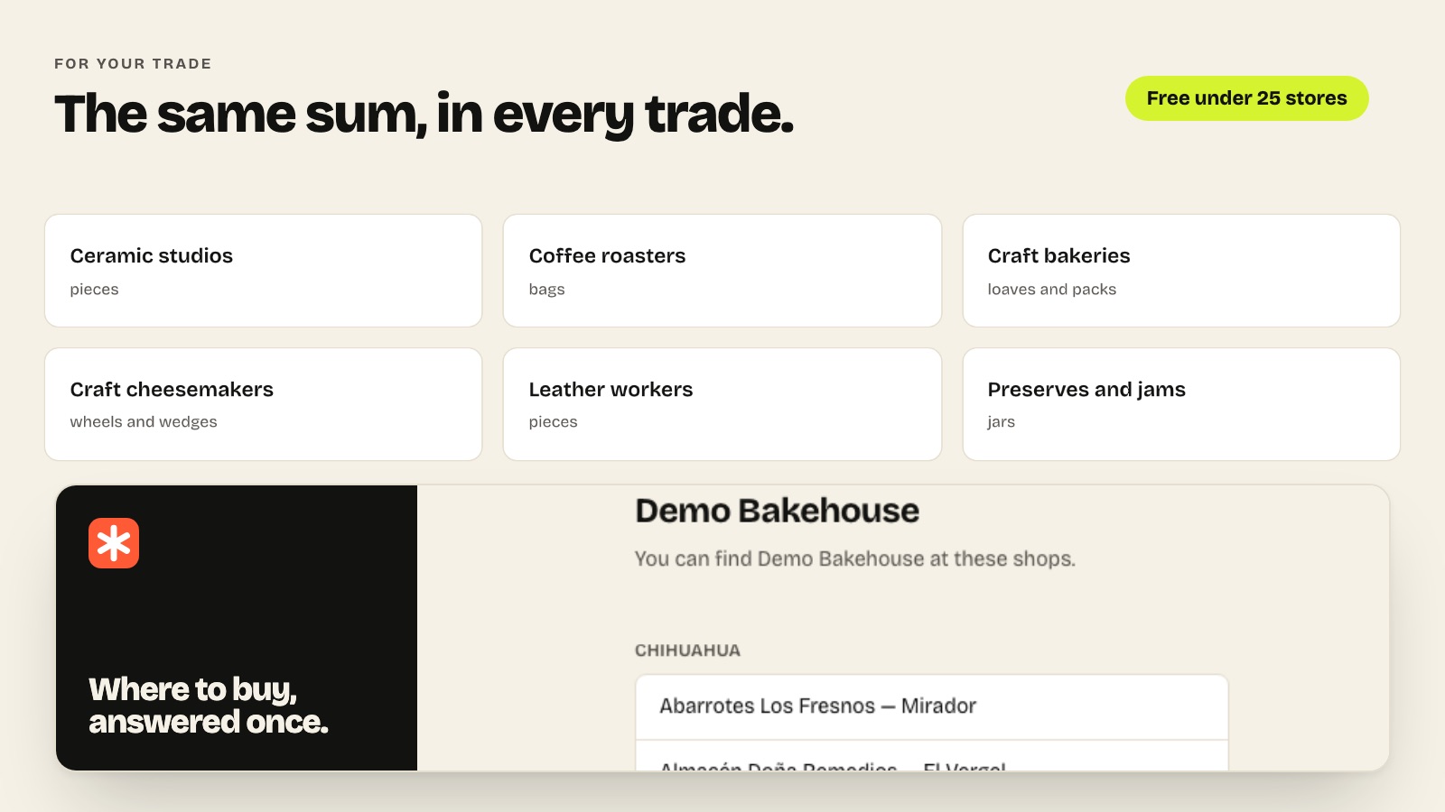 Trades Artisanly supports, from ceramic studios to preserves, and the public where-to-buy page